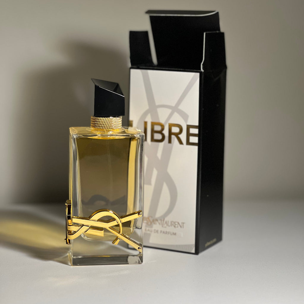 YSL Libre perfume bottle and packaging on a neutral background